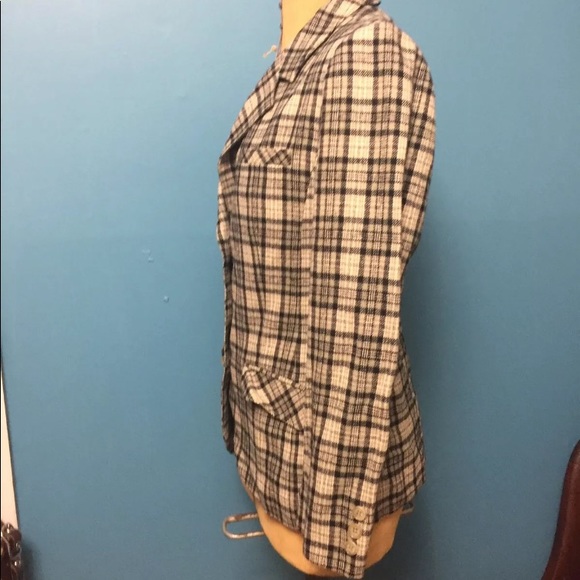 Vintage Pendleton Coat Blazer grey Tan Bk 100% Virgin Wool Plaid Women 12 USA - Picture 6 of 11